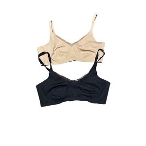 2 Honey Love Liftwear CrossOver Bra Wireless Black/Nude Sz Large Removable Pads*